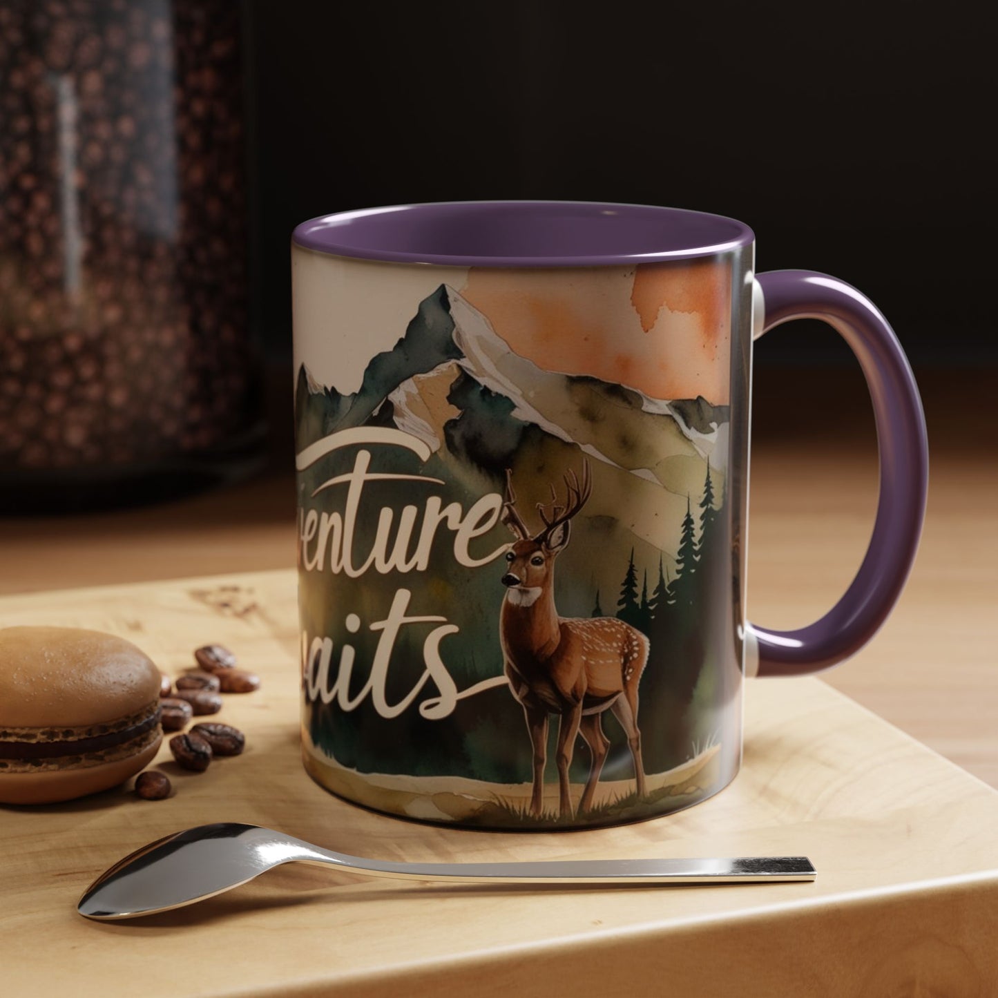 Adventure Awaits Accent Coffee Mug - Nature Lover Travel Gift