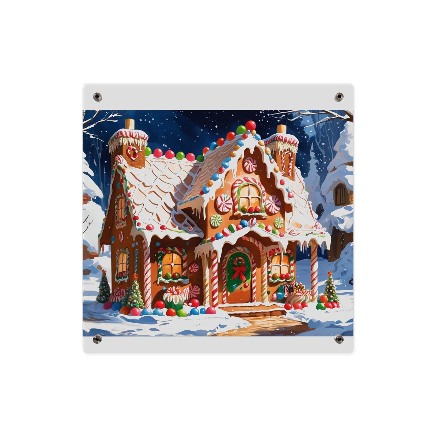 Festive Gingerbread House Acrylic Wall Art – Christmas Holiday Décor