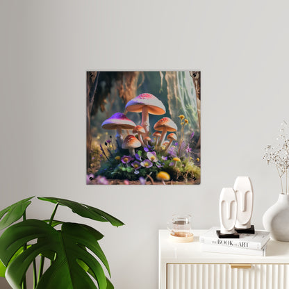 Zână de pădure cu ciuperci – Tablou acrilic rustic cu pădure