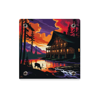Cabin by the Stream – Acrylic Rustic Wall Art