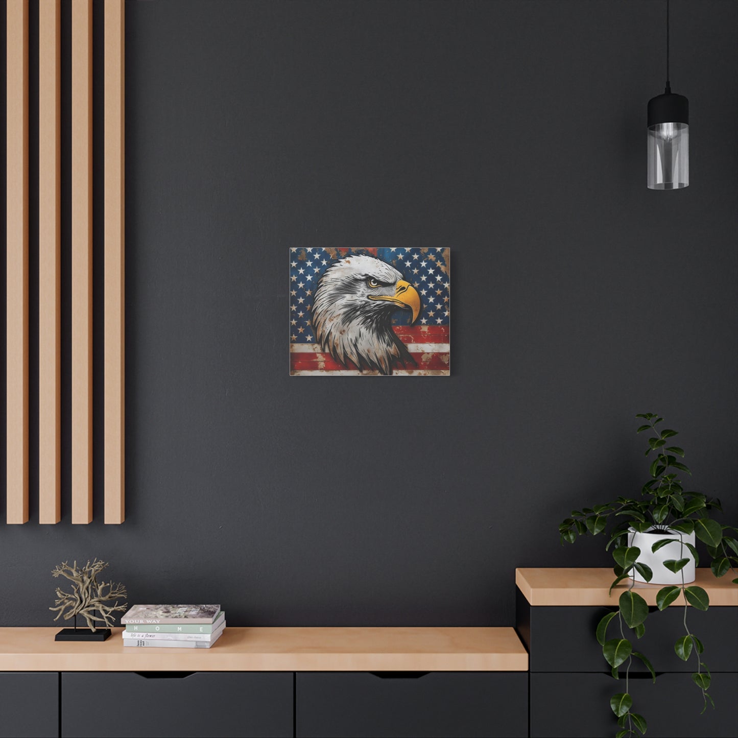 Tablou pe pânză Weathered Glory – Decor rustic de perete cu vultur pleșuv și stele