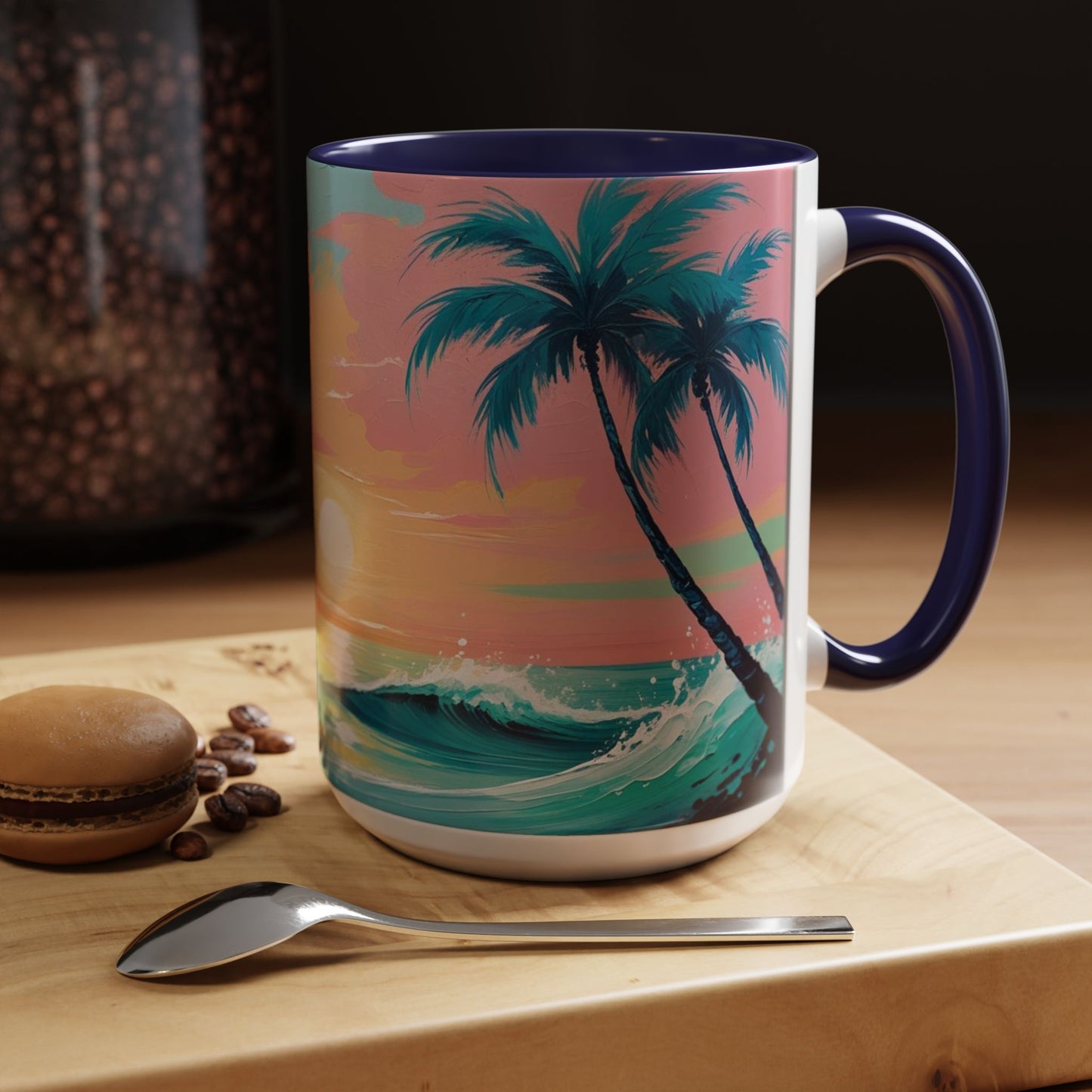 Coffee Mug, Tropical Sunset Beach Lover Gift, Vibrant Ceramic Ocean Theme Drinkware