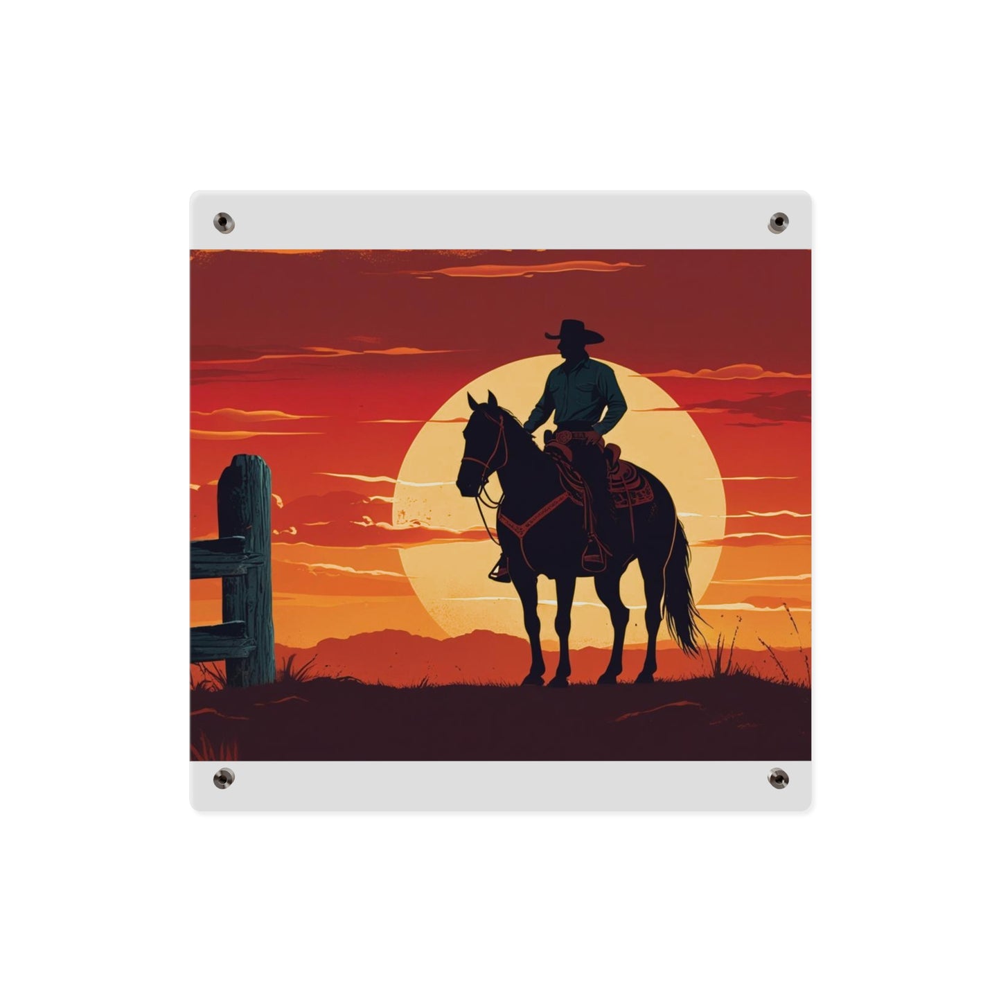 Rustic Western Sunset Acrylic Wall Art Panels - Rustic Home Decor