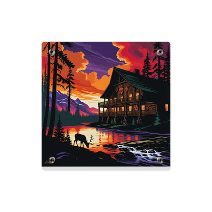 Cabin by the Stream – Acrylic Rustic Wall Art
