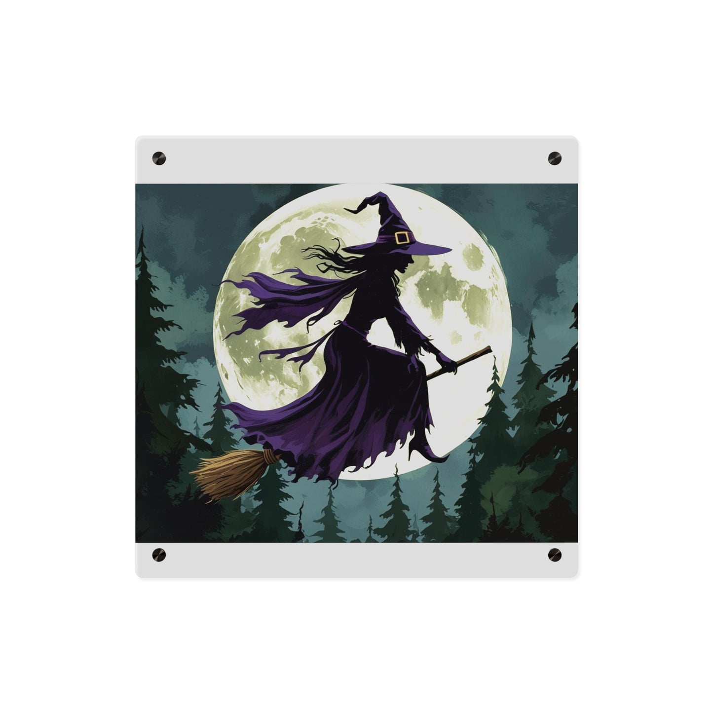 Acrylic Wall Art Panels - Witch and Moon Decor, Perfect for Halloween