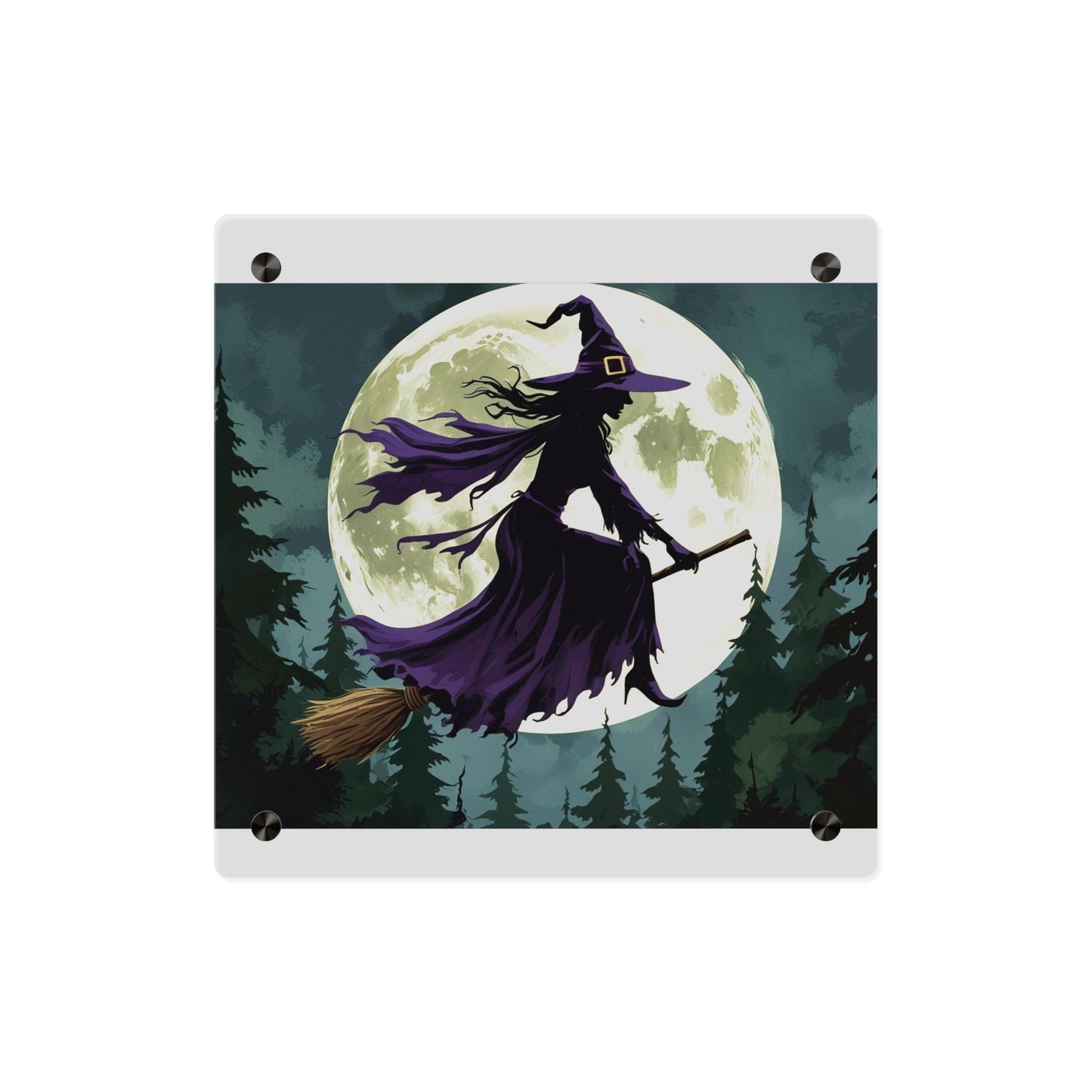 Acrylic Wall Art Panels - Witch and Moon Decor, Perfect for Halloween