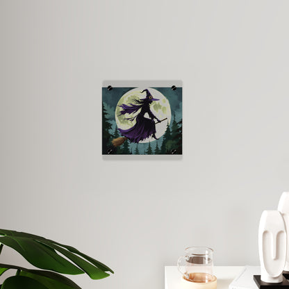 Acrylic Wall Art Panels - Witch and Moon Decor, Perfect for Halloween