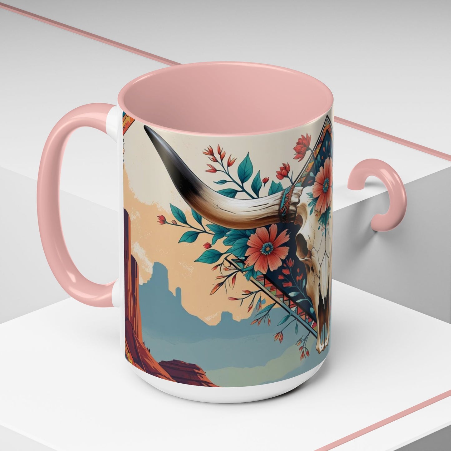 Bohemian Skull Coffee Mug, Unique Western Skull Gift