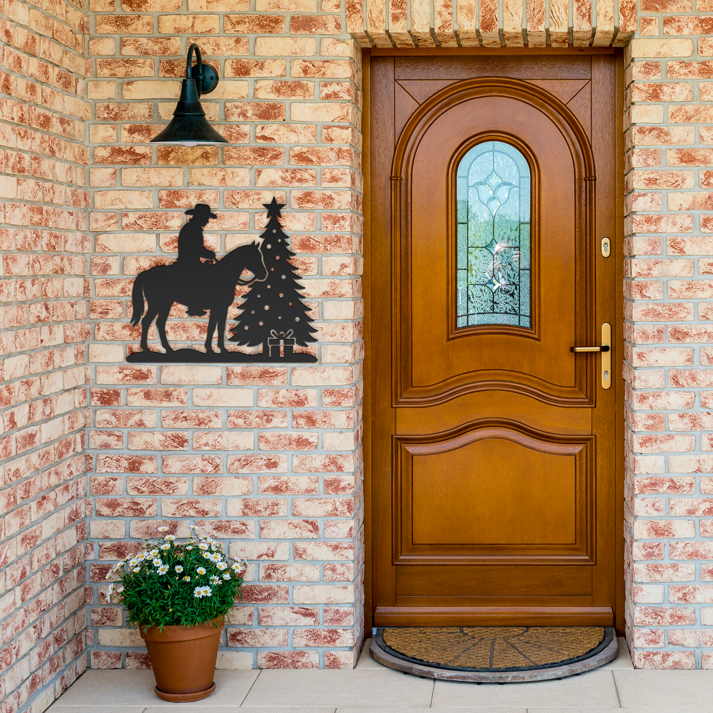 Cowboy_Christmas_Metal_Wall_Art__West_Black_Brick_Entrance_Mockup.png