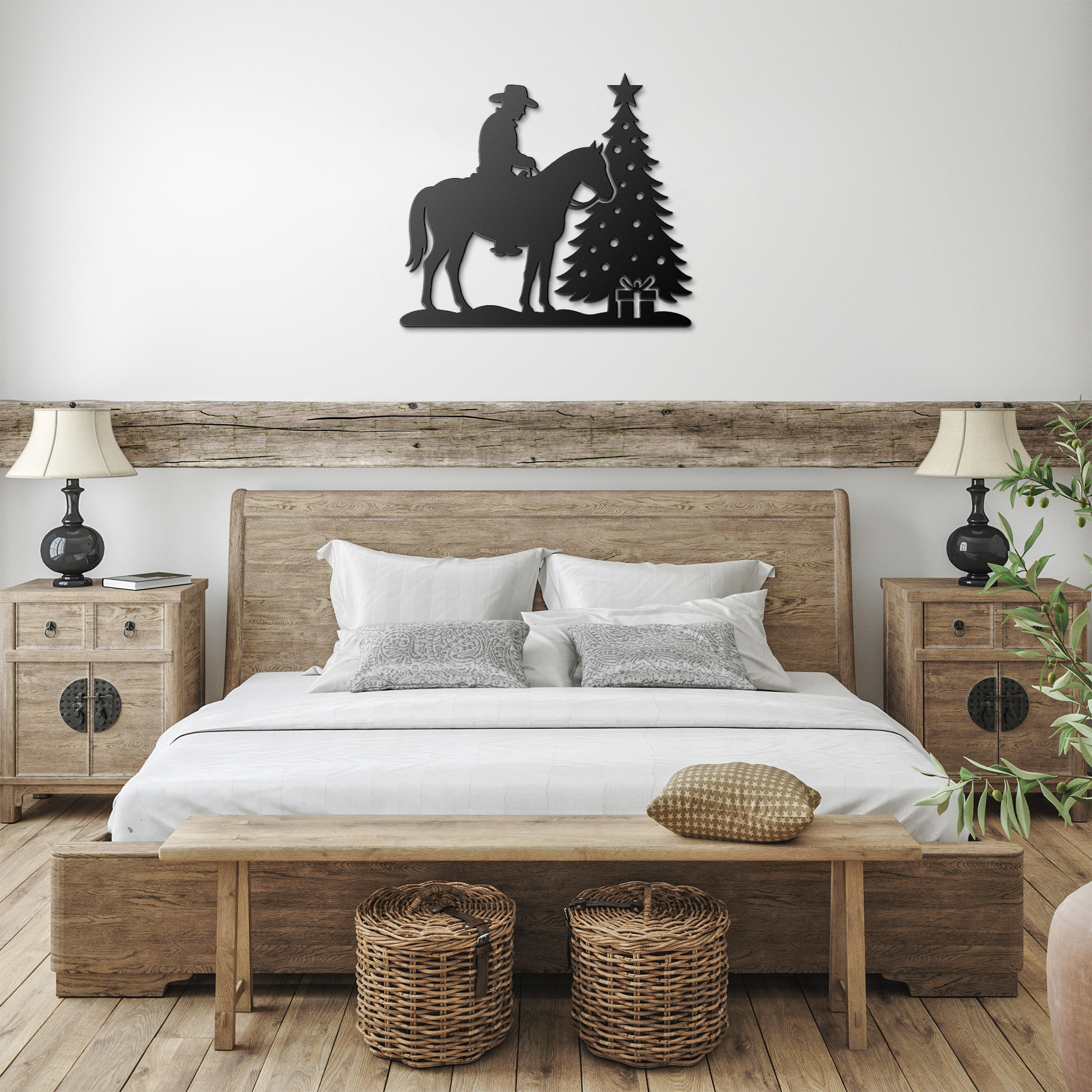 Cowboy_Christmas_Metal_Wall_Art__West_Black_Farmhouse_Bedroom_Mockup.png