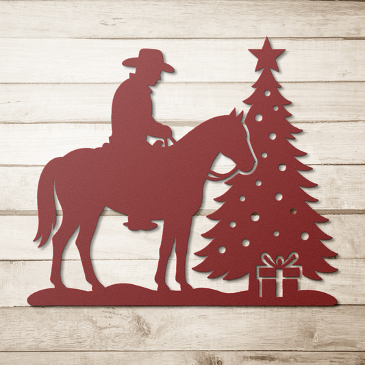 Cowboy_Christmas_Metal_Wall_Art__West_Red_Simple_Wood_BKGD_Mockup.png