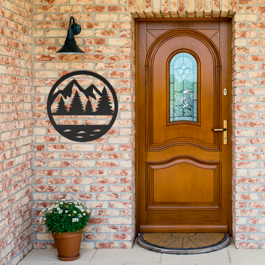 Custom_Mountain_Pine_Metal_Sign__Rust_Black_Brick_Entrance_Mockup.png