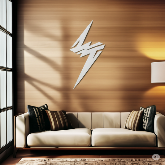 Electric Thunderbolt Sign – Geometric Metal Wall Decor