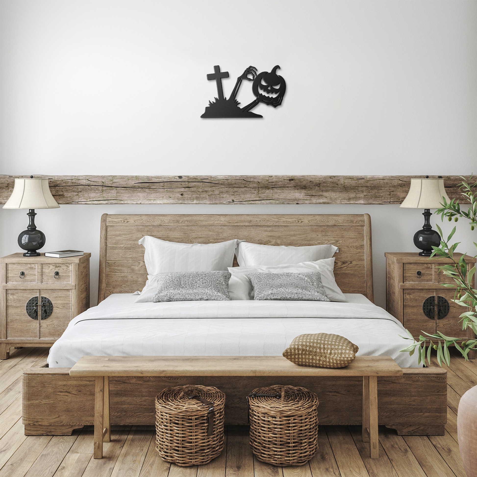 Ghoul_in_the_Shadows_Metal_Wall_Art___Black_Farmhouse_Bedroom_Mockup.png