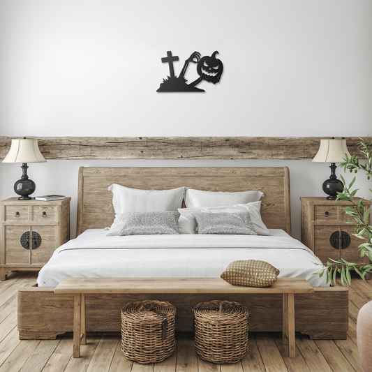 Ghoul_in_the_Shadows_Metal_Wall_Art___Black_Farmhouse_Bedroom_Mockup.png