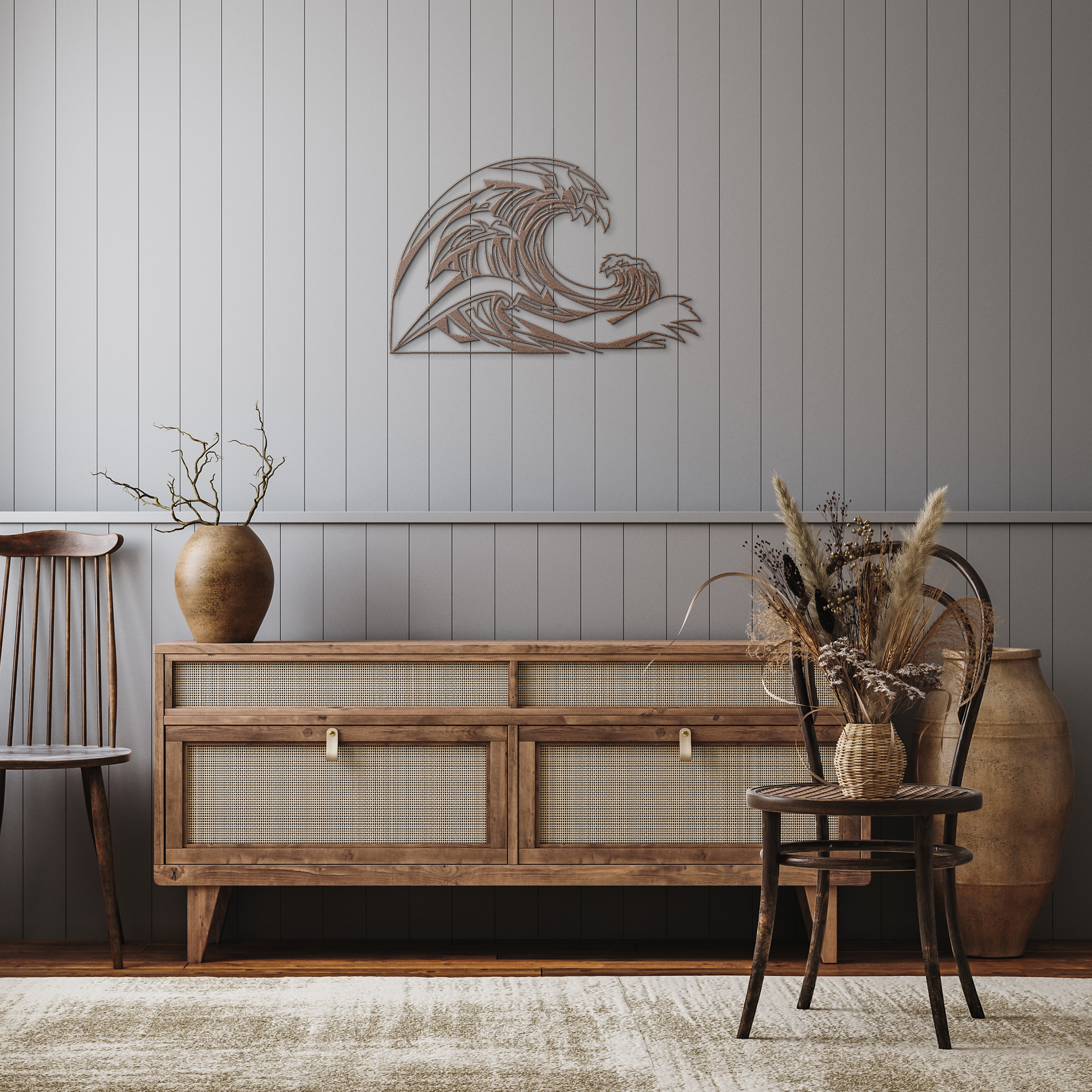 Tidal_Surge_Metal_Sign__Geometric_Oce_Copper_Rustic_Hallway_Mockup.png