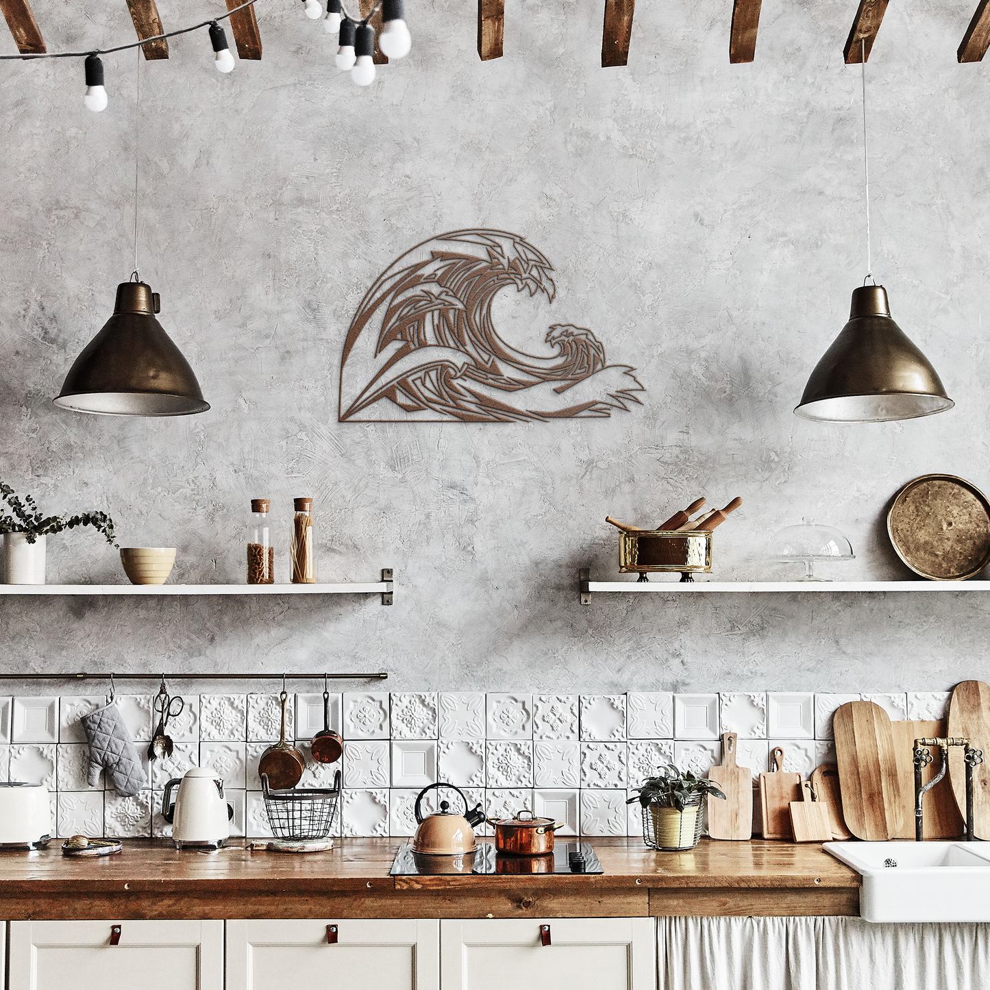 Tidal_Surge_Metal_Sign__Geometric_Oce_Copper_Rustic_Kitchen_Mockup.png