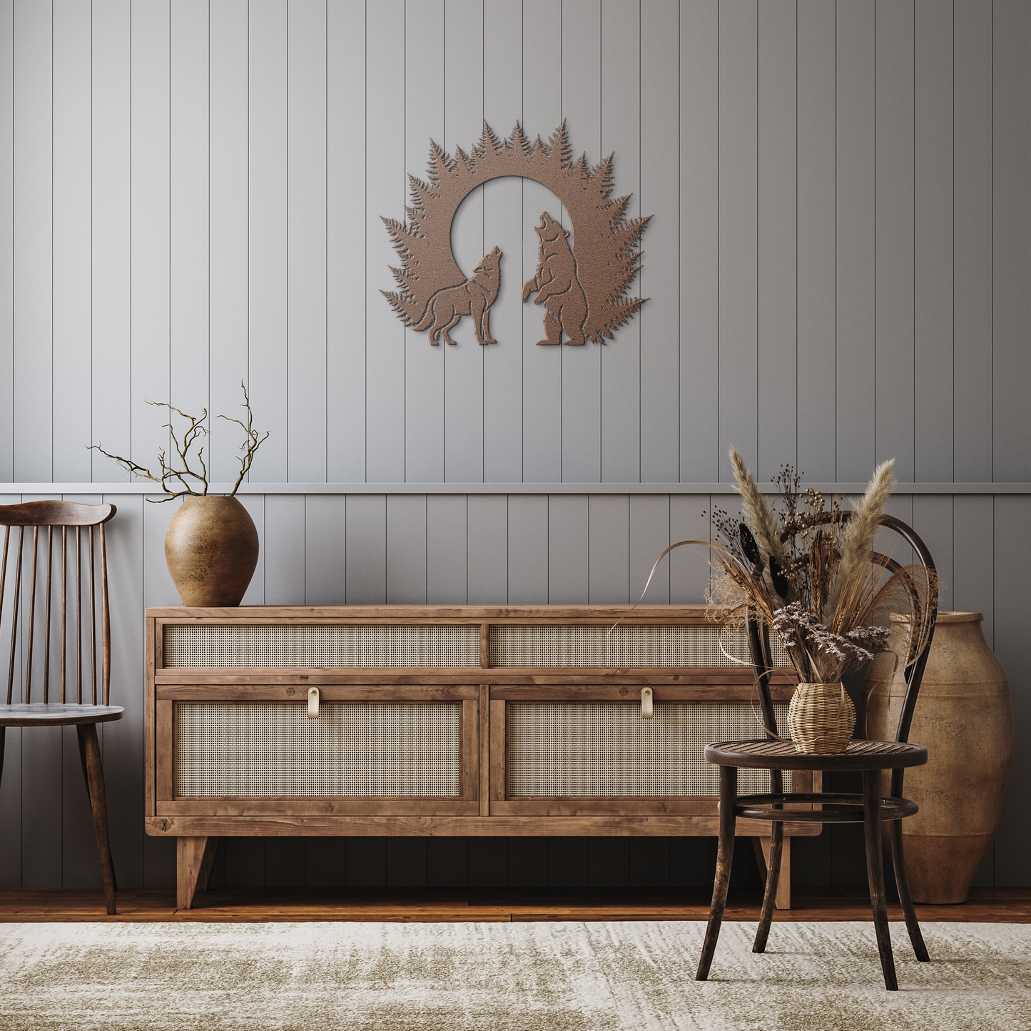 Woodland_Moon_Silhouette__Rustic_Wolf_Copper_Rustic_Hallway_Mockup.png