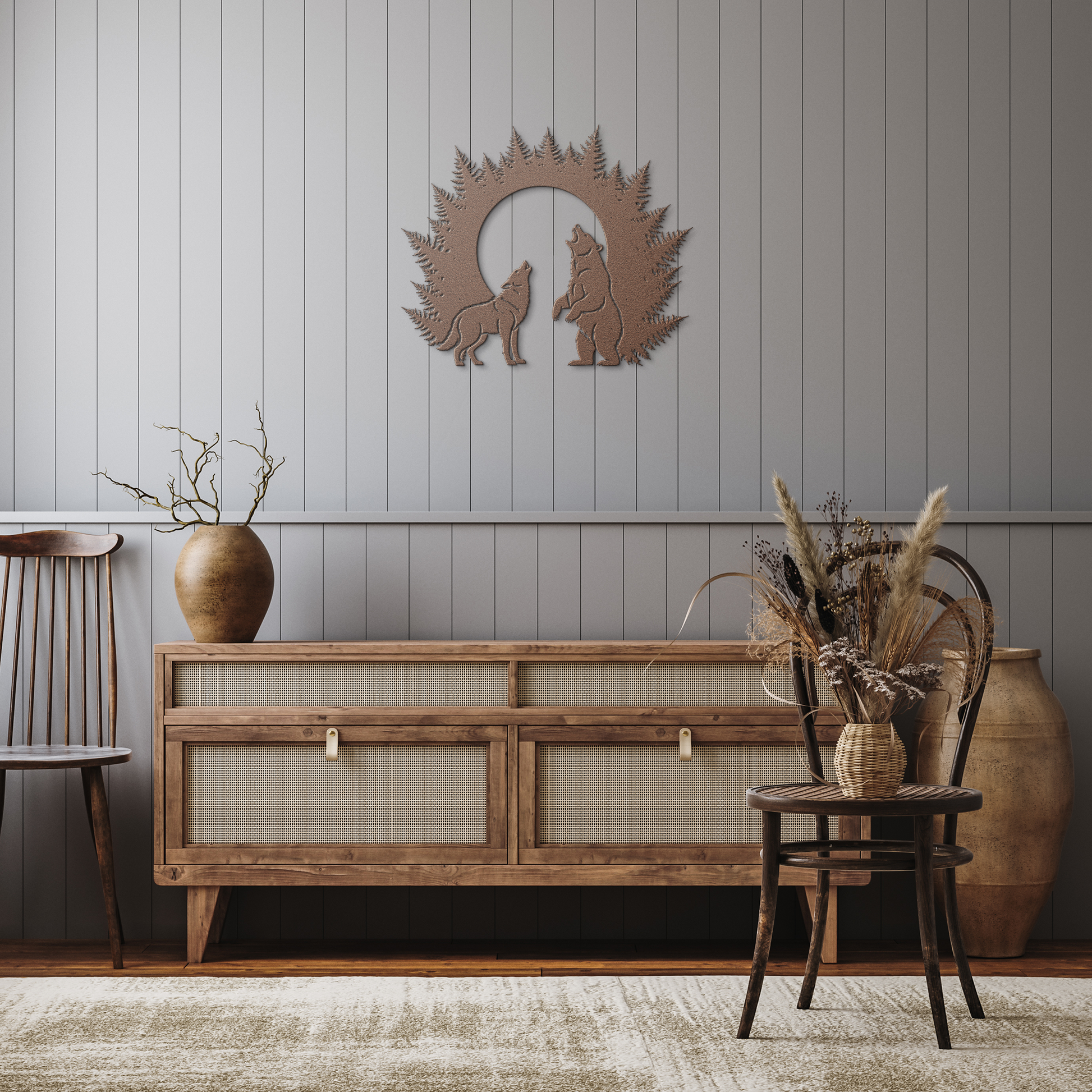 Woodland_Moon_Silhouette__Rustic_Wolf_Copper_Rustic_Hallway_Mockup.png